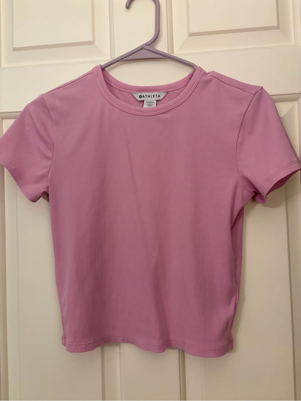 Athleta Women's Signature Ribbed cropped Tee in Waterlily